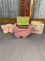 4 SMALL PLANTERS, BABY THEME,MAY HAVE CHIPS/CRACKS