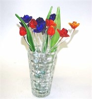 Good collection Art Glass stemmed flowers