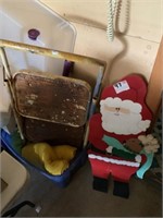 Wooden Cut Out of Santa and Step Stool