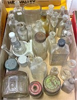 Box Lot of Old Pharmacy Jars & Containers