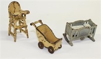 3 pieces vintage Kilgore dollhouse furniture -
