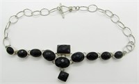 17" 925 Black Prismatic Gemstone Necklace