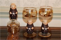 2 Goebel West Germany Friar Tuck Wine Glasses and