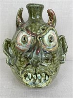 Flowers Folk Art Pottery Face Jug