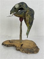 Folk Art Frog Skull Sculpture