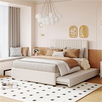Harper & Bright Full Size Bed with Trundle  Beige
