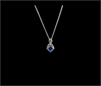 Blue Created Blue Sapphire Necklace