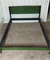 Vintage Wooden Green & Black Full Size Bed Frame