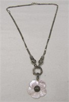 925 Sterling Silver & MOP Flower Necklace