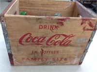 Coca Cola Wood Crate and Glass Bottles