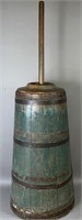 Blue painted coopered butter churn ca. mid 19th