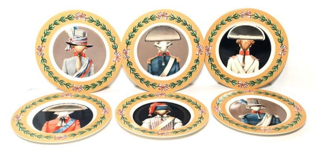 Gien France Ceramic Military Theme Plates