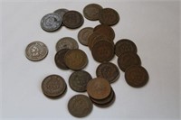 25 Indian Head Pennies - 1800s