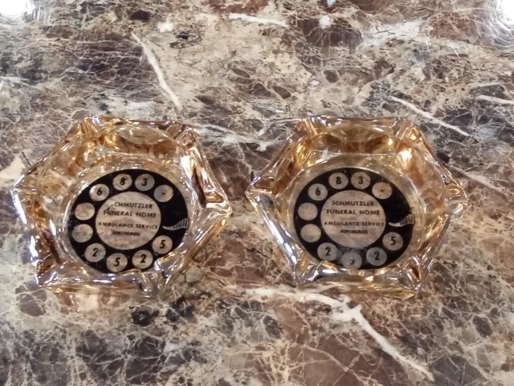 2 Schmutzler Funeral Home ashtrays Huntingburg