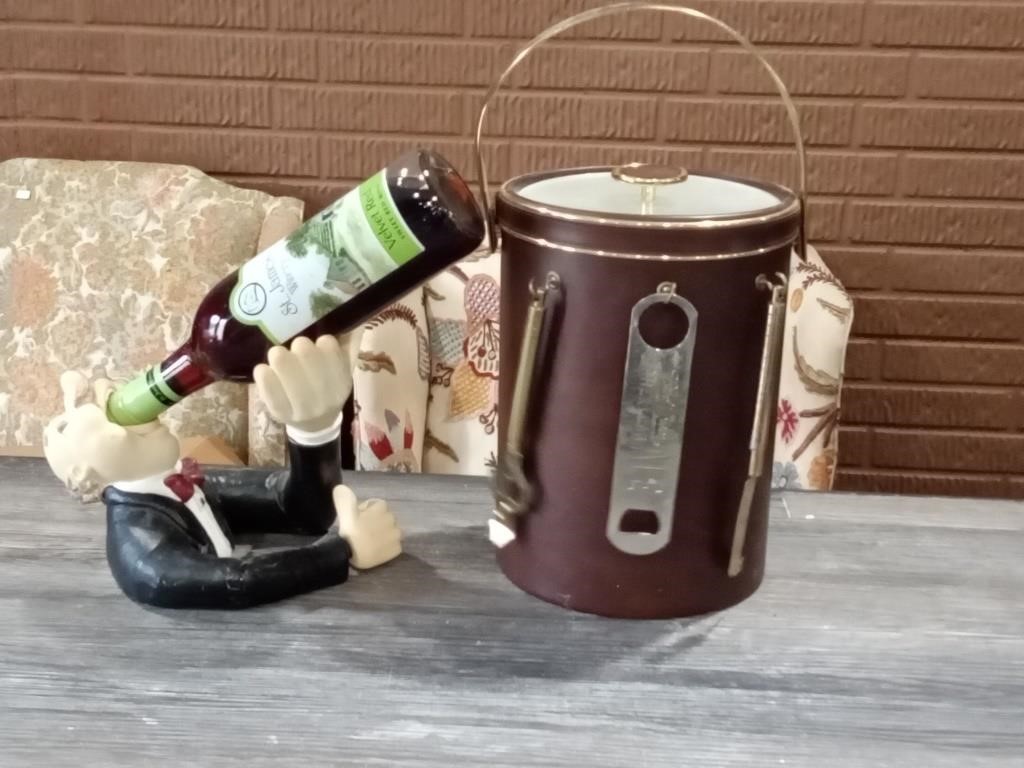 wine bottle holder butler + ice bucket