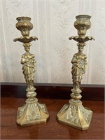 Pair of Regency Style Brass Candle Sticks