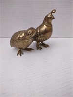 Brass quail duo. 1 is 5.5" tall. 1 is 4" tall.