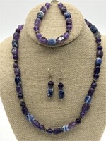 18 in Amethyst Stone and 925 Silver Necklace,