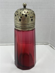 Cranberry Glass Sugar Shaker