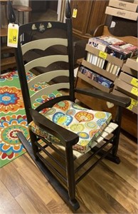 Wooden Rocking Chair with Cushion, 27x32x46in