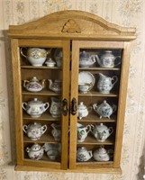 Wooden Teacup Shelf Containing Assorted Miniature