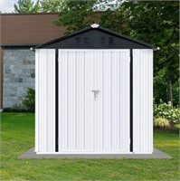 W5227  Outdoor Storage Shed 4FTx6FT, White+Black