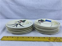 13pc Red Wing pottery salad & saucer plates