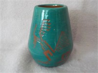 southwestern redware pottery 5" vase signed