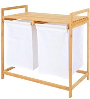 Bamboo Laundry Hamper with Shelf, 2 section
