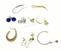 (11) 14k Yellow Gold, Lapis, Cz & Pearl Earrings