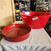Red Plastic Party Tub  - approx 19" dia  & 8" tall