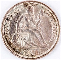 Coin 1876 Liberty Seated Silver Dime CH