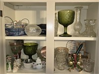 Shelf Lot of Misc Glassware & More