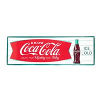 Coca Cola Fishtail with Bottle Advertising Sign