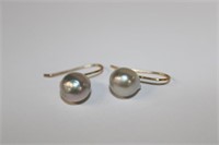 14k yellow gold Pearl Earrings baroque style