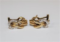 14k yellow gold Pierced Diamond Earrings w/