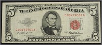 1953 5 DOLLAR RED SEAL VF