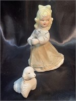 Vintage Dee Bee Co 50's Girl & Poodle Figurine