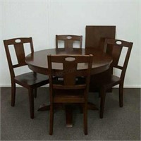 Mahogany Round Pedestal Dining Table with 4 Chairs