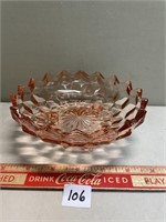 UNIQUE PINK DEPRESSION GLASS FOOTED BOWL