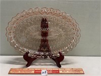 LOVELY PINK DEPRESSION GLASS PLATTER