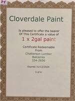 Two Gallons of Paint Certificate