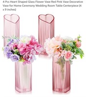 MSRP $20 4 Pcs Heart Shaped Glass Vases