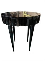 Piano Black Lacquer Side Table w/Tapered Legs