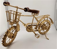 Metal & Wood Gold Painted Vintage Model Bicycle