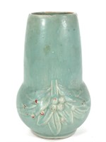 1930's Nelson McCoy Aqua Berries & Leaves Vase