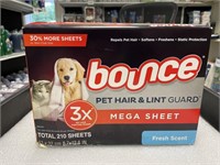 Bounce mega pet hair dryer sheets 210ct
