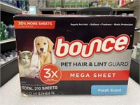 Bounce mega pet hair dryer sheets 210ct