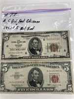 $5 Red Seal Chicago & 1963 $5 Red Seal