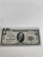 1929 $10 Red Seal From First National Bank of Lime